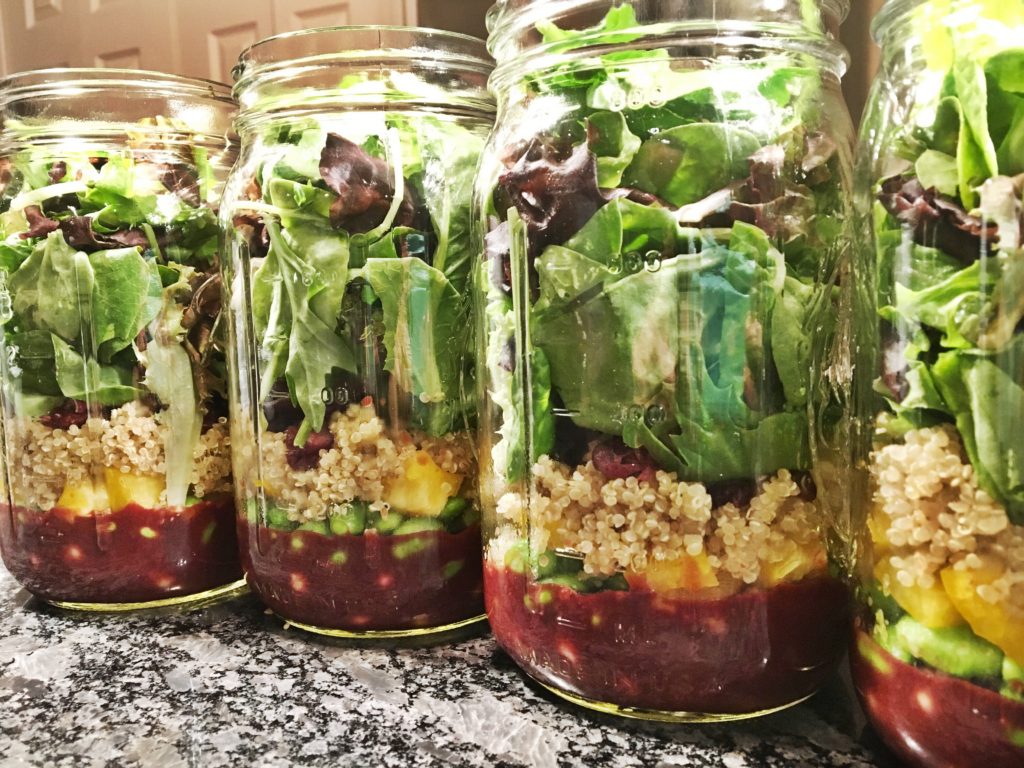 Quinoa and Mixed Greens with Blackberry-Raspberry Vinaigrette - The Basic Peach